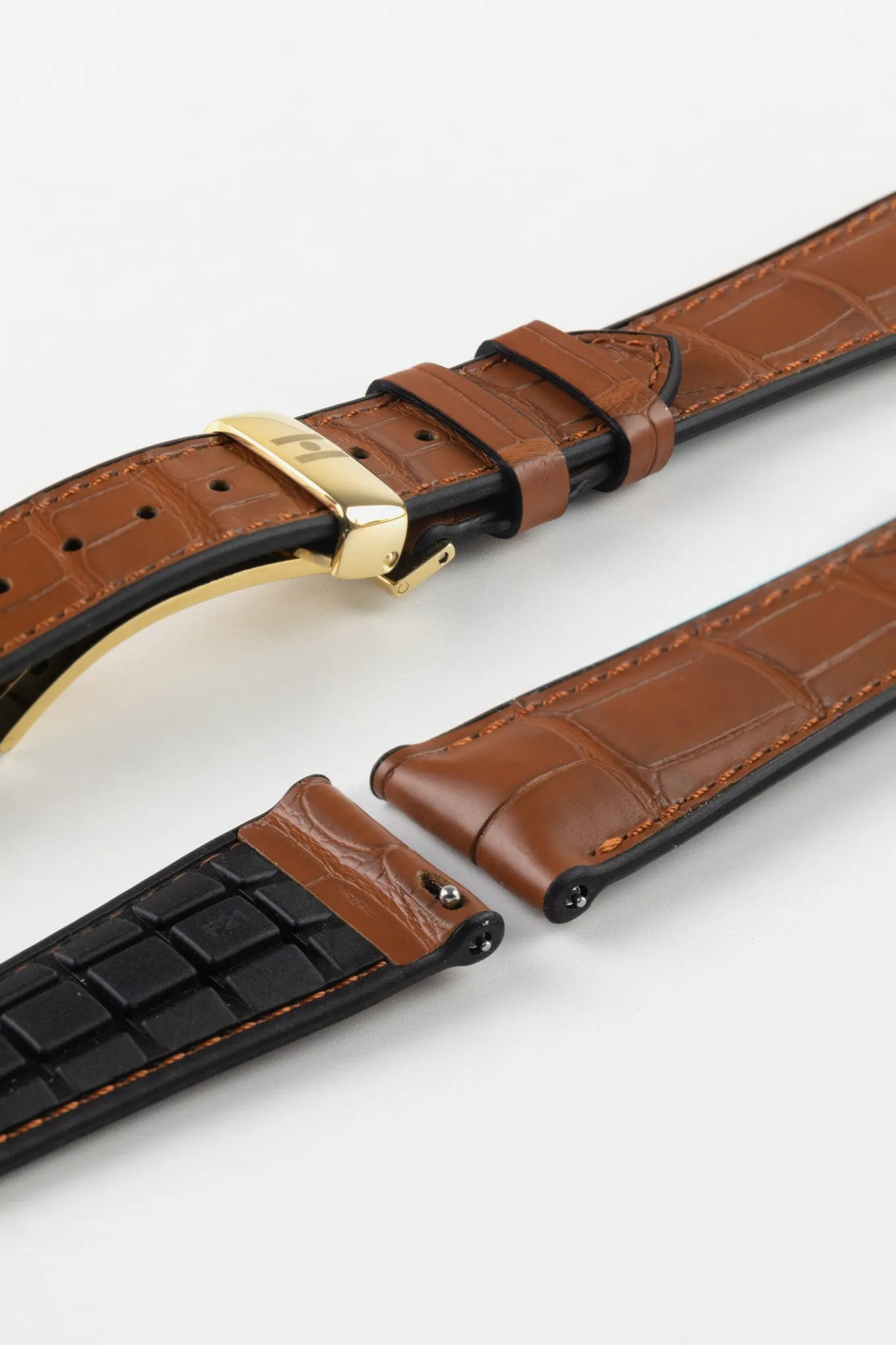 Hirsch IAN Louisiana Alligator Leather Performance Watch Strap - GOLD BROWN