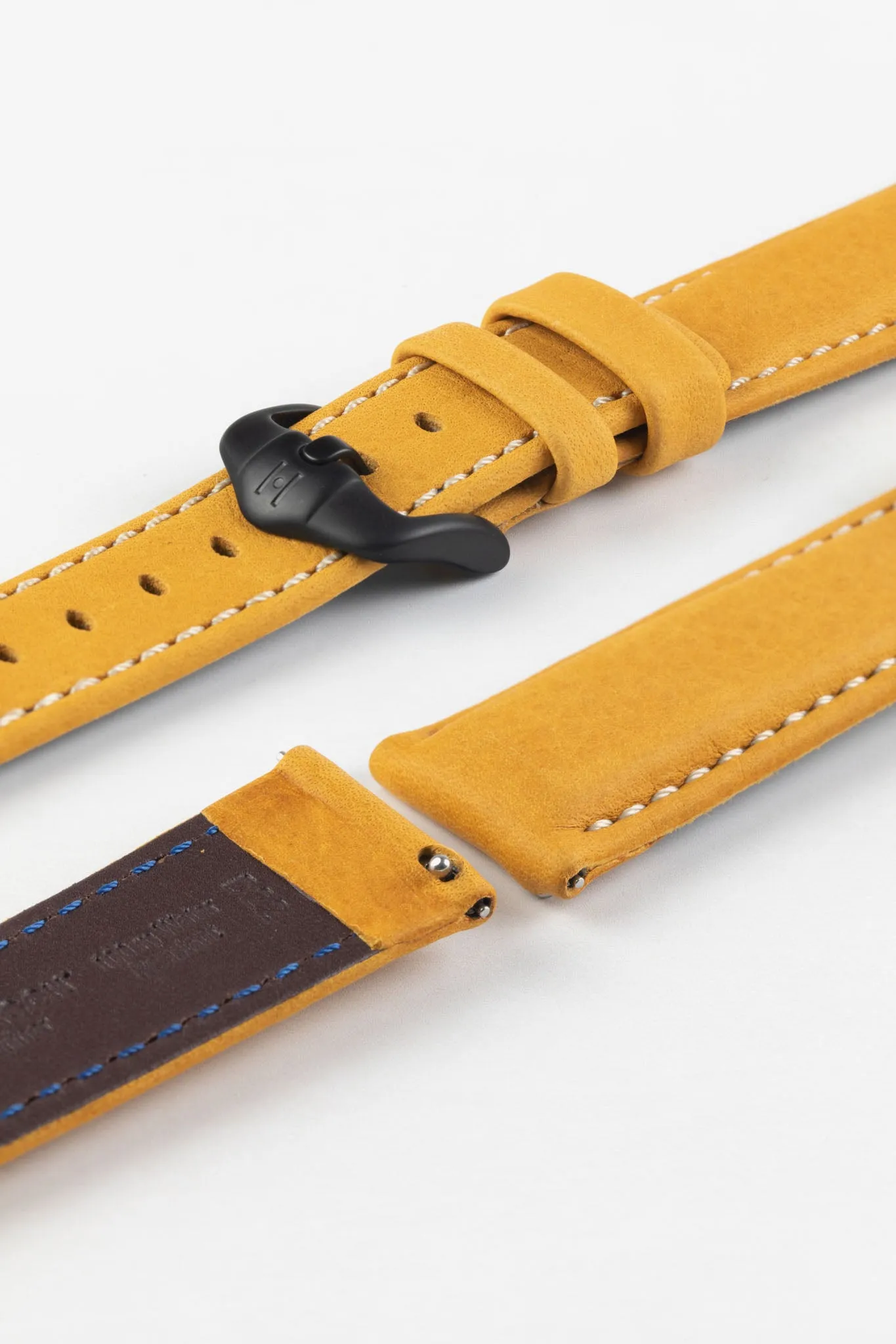 Hirsch Mariner Waterproof Leather Watch Strap in GOLD BROWN