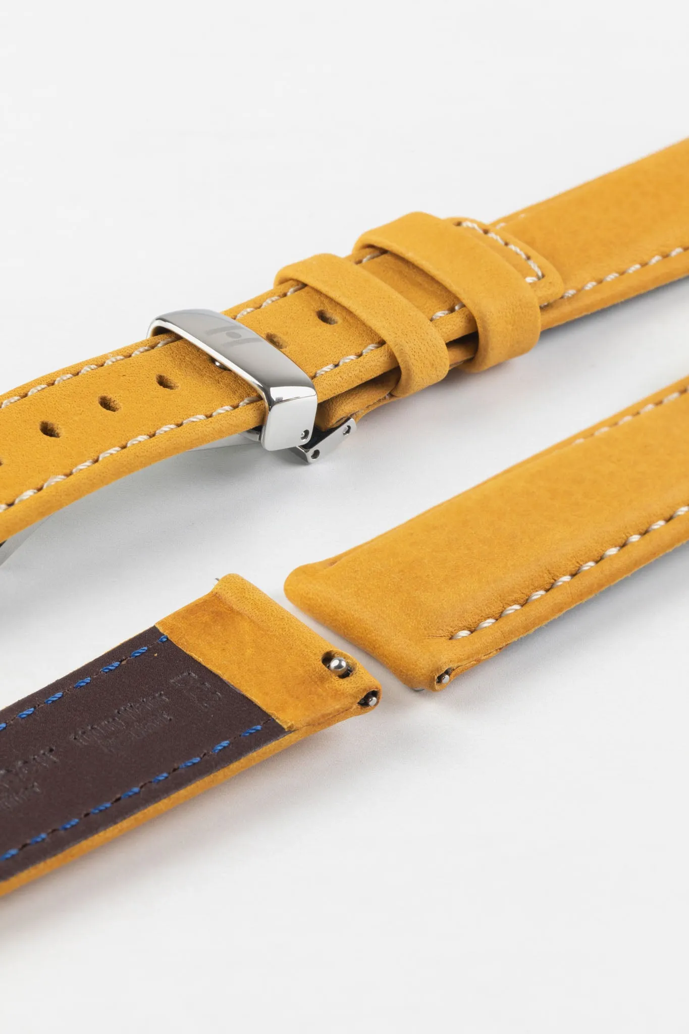 Hirsch Mariner Waterproof Leather Watch Strap in GOLD BROWN