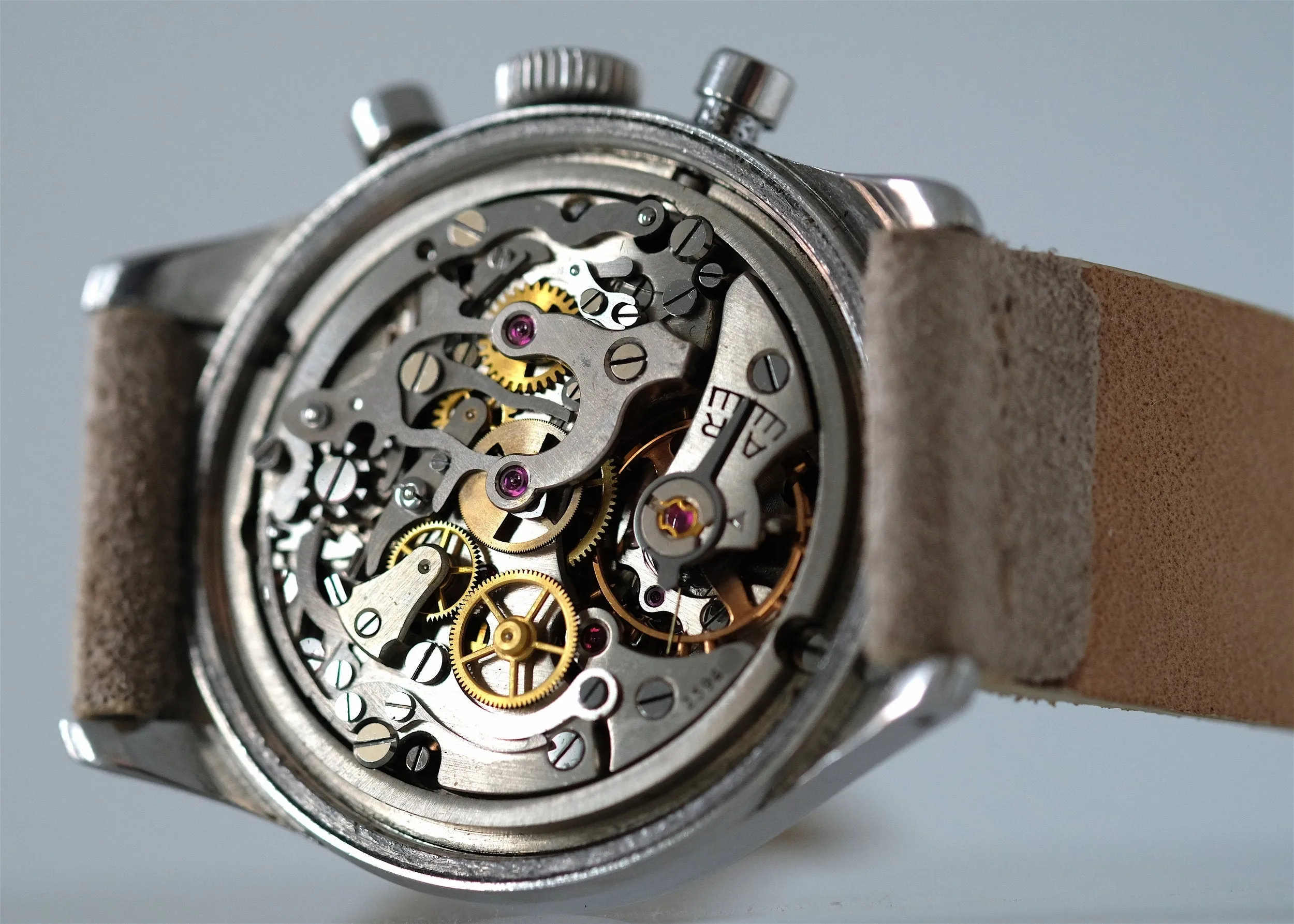 Lemania Chronograph with Patinated Rhodium Dial