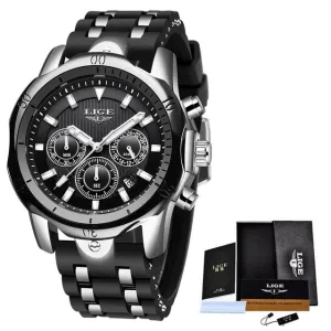 LIGE Silicone Sport Casual Military WristWatch, Waterproof