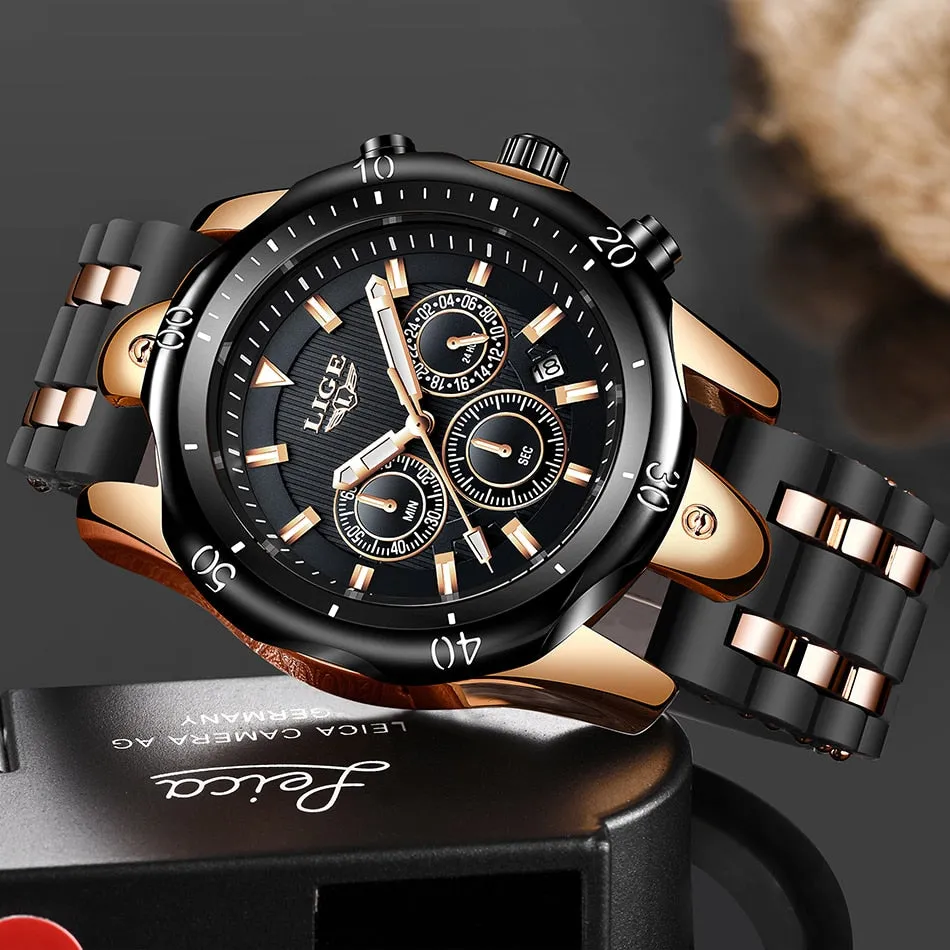 LIGE Silicone Sport Casual Military WristWatch, Waterproof