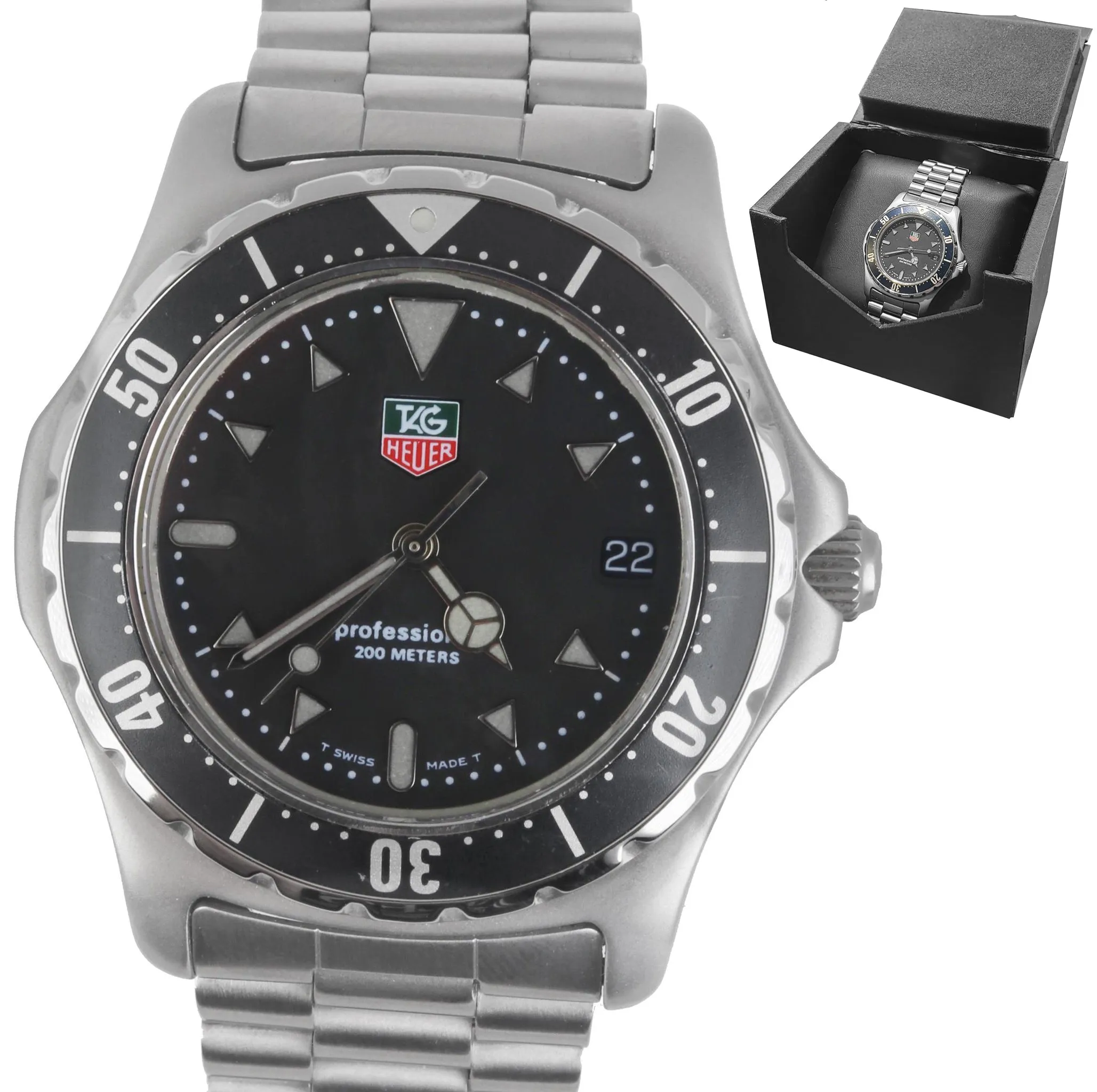Men's TAG Heuer Professional 973.006 R-2 Stainless 41mm Black Date Watch