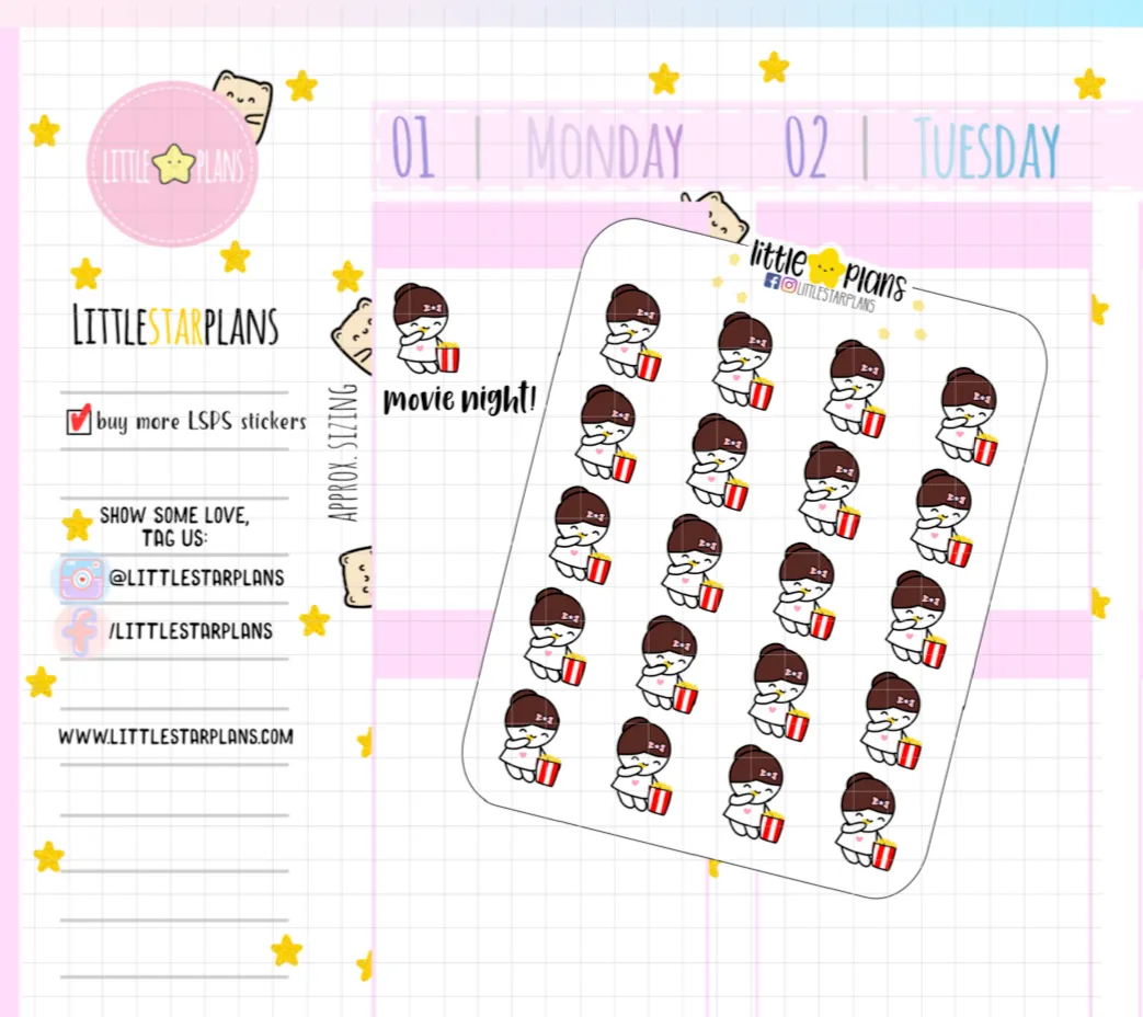 Mimi - Popcorn, Movie Time Planner Stickers