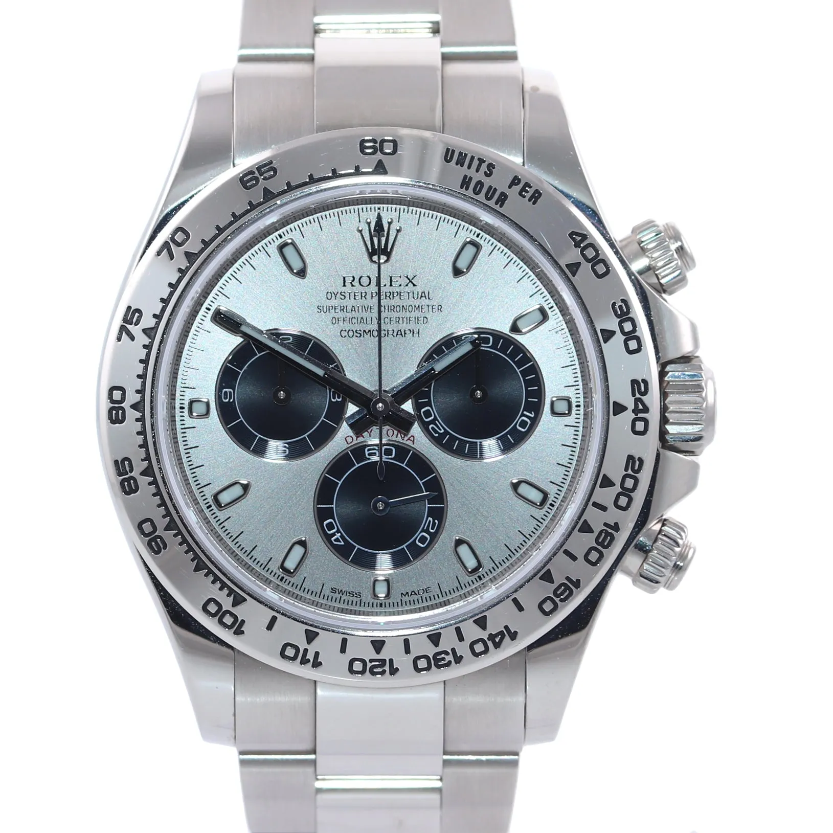 Mint 2018 PAPERS Rolex Daytona Silver Black Panda Dial 116509 White Gold Watch