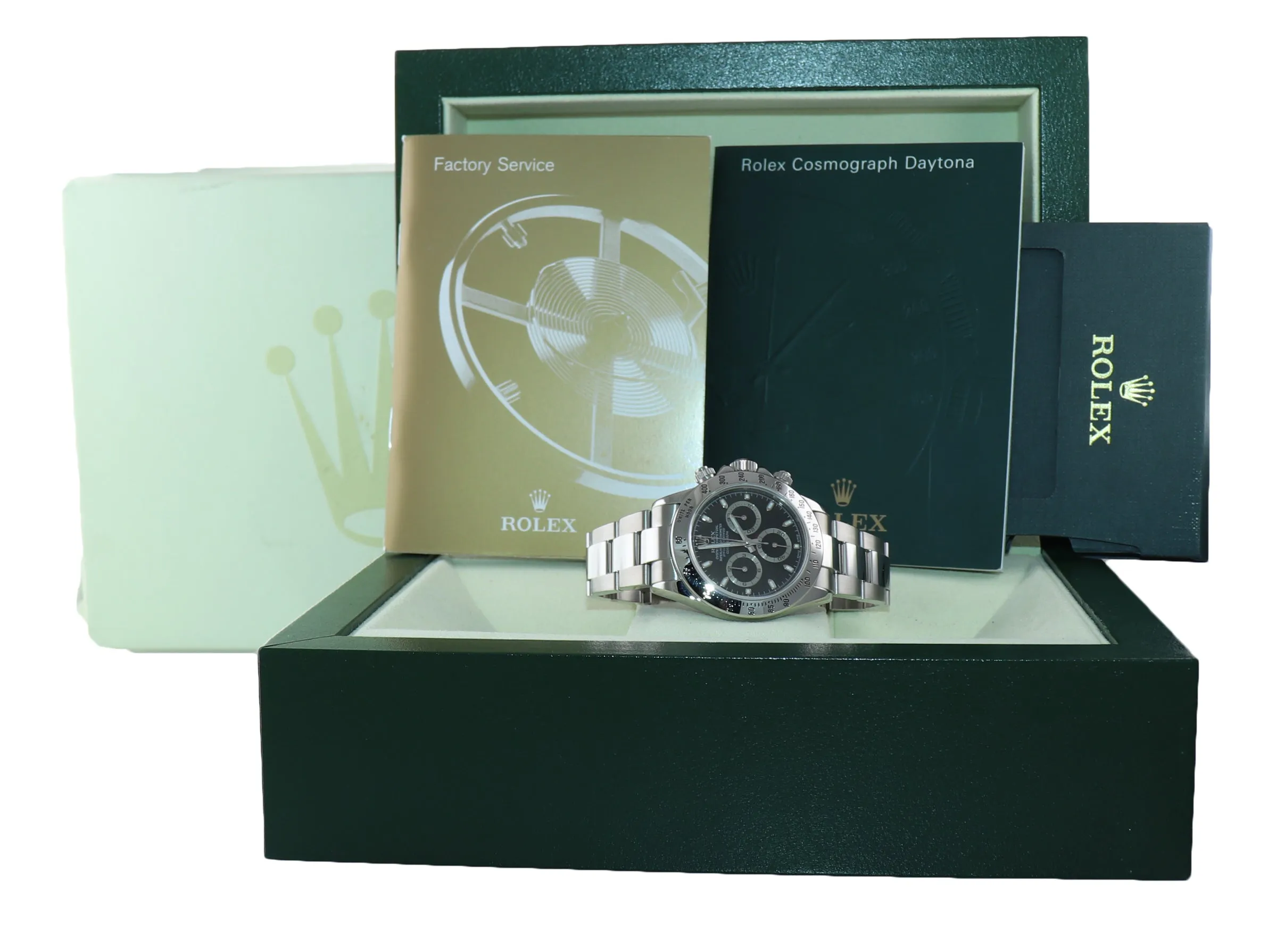 MINT Rolex Daytona 116520 Black Dial Chronograph Steel Watch Box DISCONTINUED