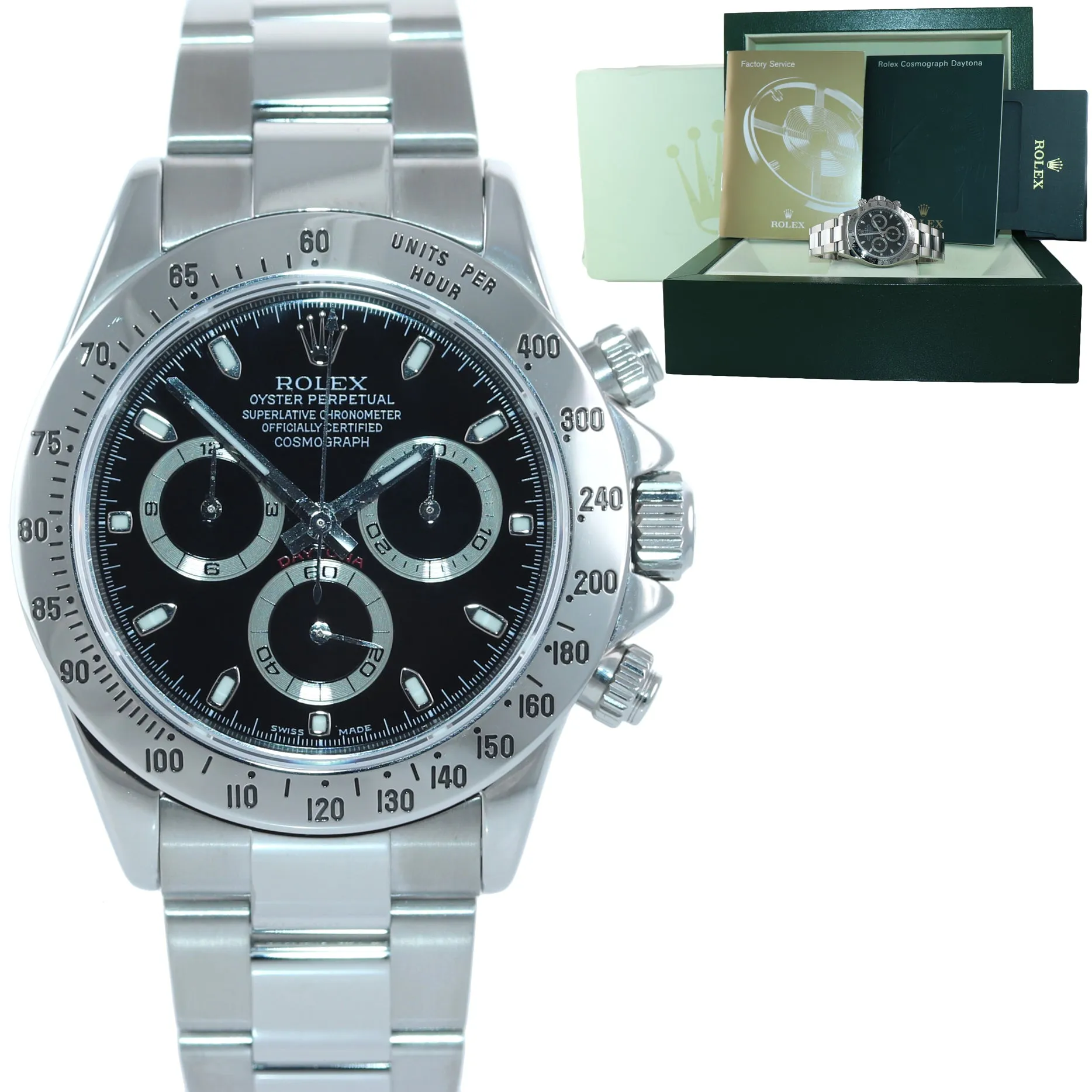 MINT Rolex Daytona 116520 Black Dial Chronograph Steel Watch Box DISCONTINUED