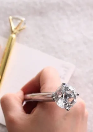Modern PEN with Diamond Crystal Head Silver and Gold High Quality Metal