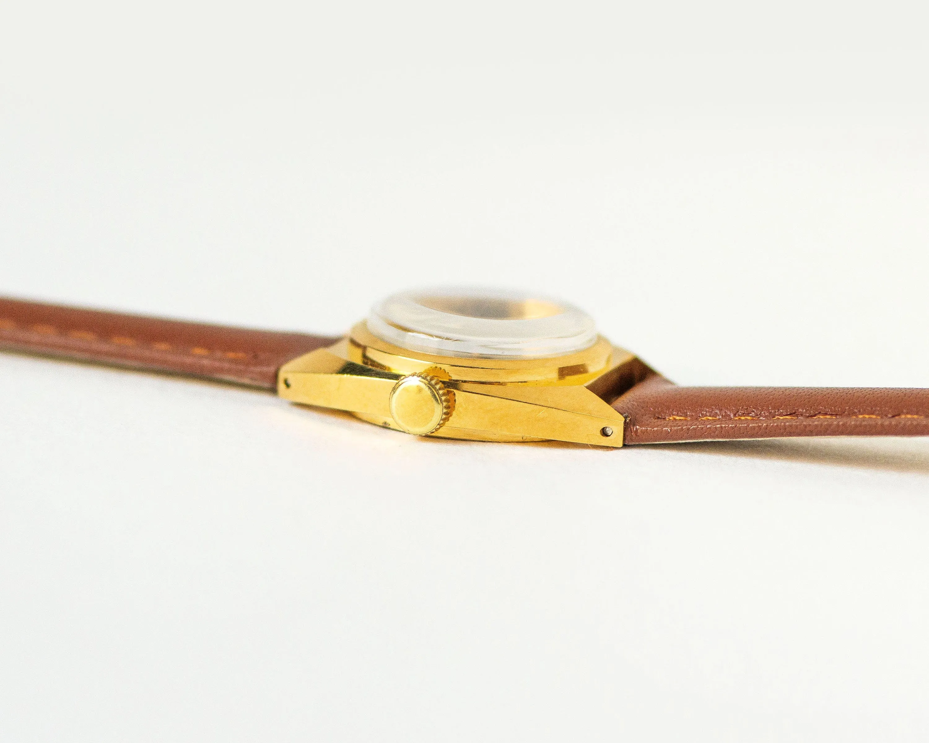 Modern vintage women watch Dawn, gold plated lady wristwatch minimalist, delicate women timepiece watch simple gift new genuine leather band