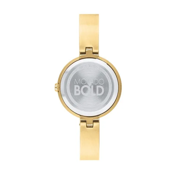 Movado Bold Bangle Ladies Gold Tone Mother of Pearl Dial and Crystal Set Dot Watch