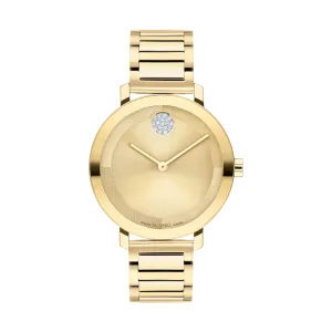 Movado Ladies Bold Evolution 2.0 Watch with Gold Tone and Crystal Dial