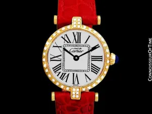 Must De Cartier Vendome Ladies Vermeil Watch - 18K Gold Over Sterling Silver with Diamonds