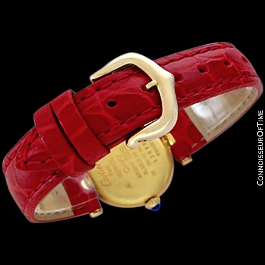 Must De Cartier Vendome Ladies Vermeil Watch - 18K Gold Over Sterling Silver with Diamonds