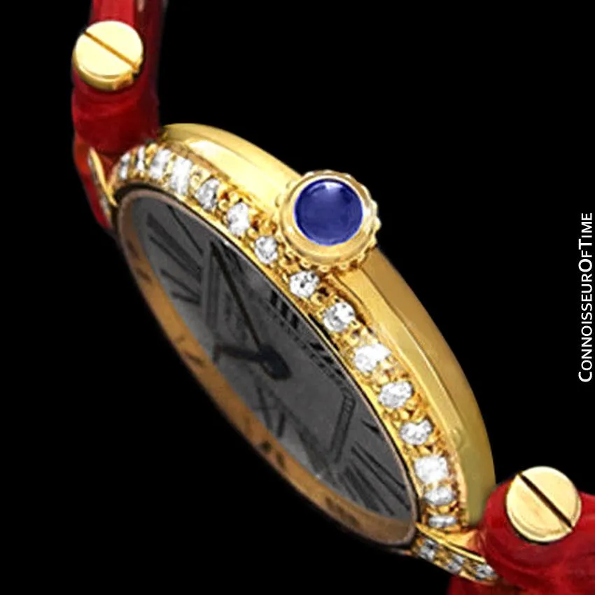 Must De Cartier Vendome Ladies Vermeil Watch - 18K Gold Over Sterling Silver with Diamonds