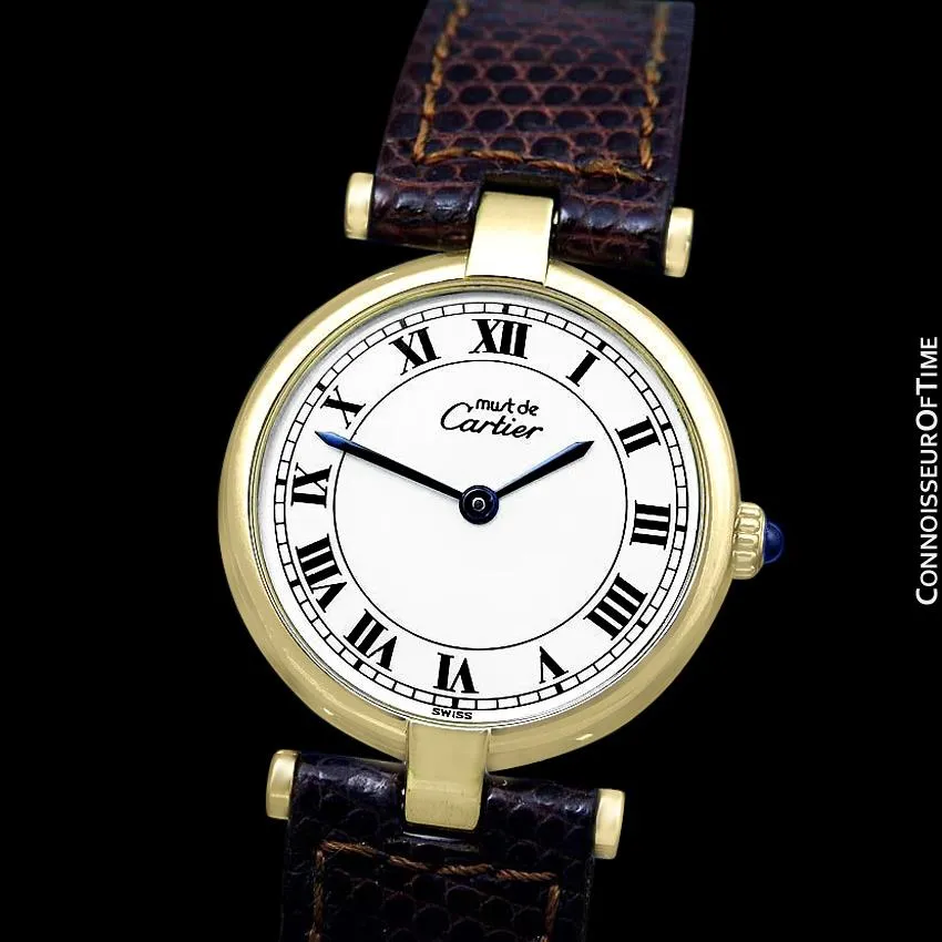 Must De Cartier Vendome Ladies Vermeil Watch - 18K Gold Over Sterling Silver
