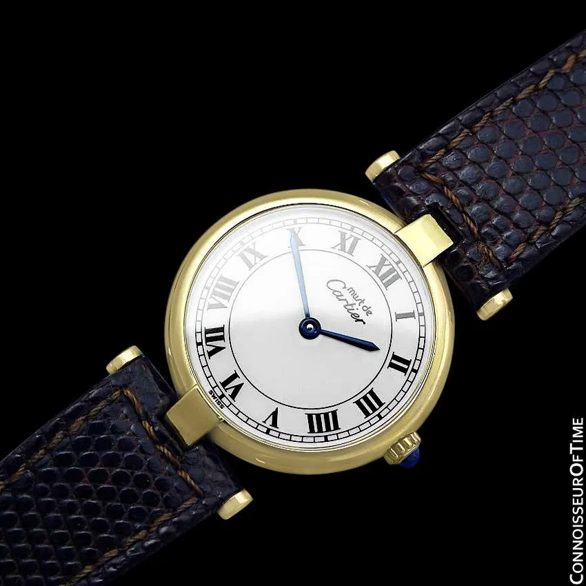 Must De Cartier Vendome Ladies Vermeil Watch - 18K Gold Over Sterling Silver