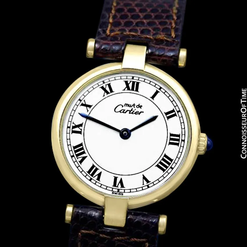 Must De Cartier Vendome Ladies Vermeil Watch - 18K Gold Over Sterling Silver