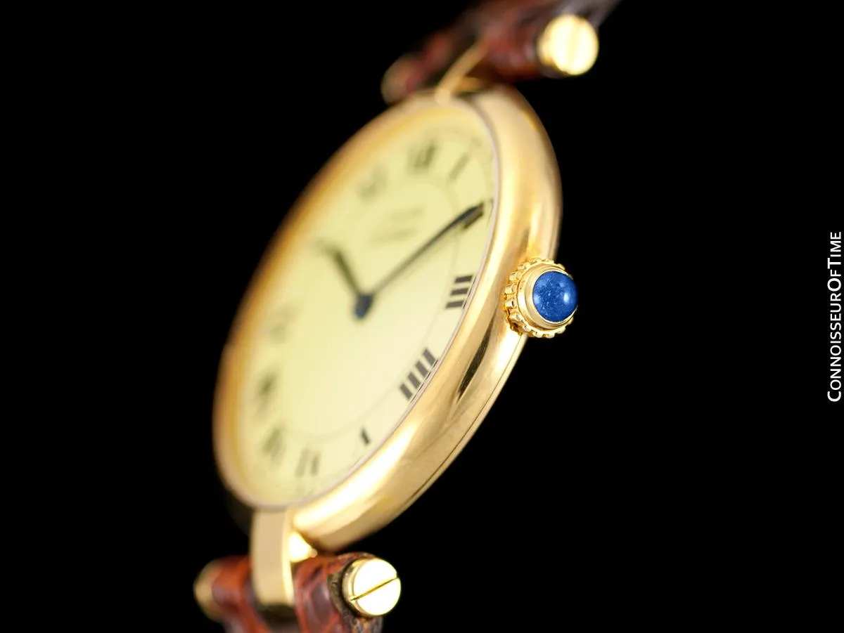Must De Cartier Vendome Mens Midsize Unisex Vermeil 18K Gold Over Sterling Silver Watch - Boxes & Papers
