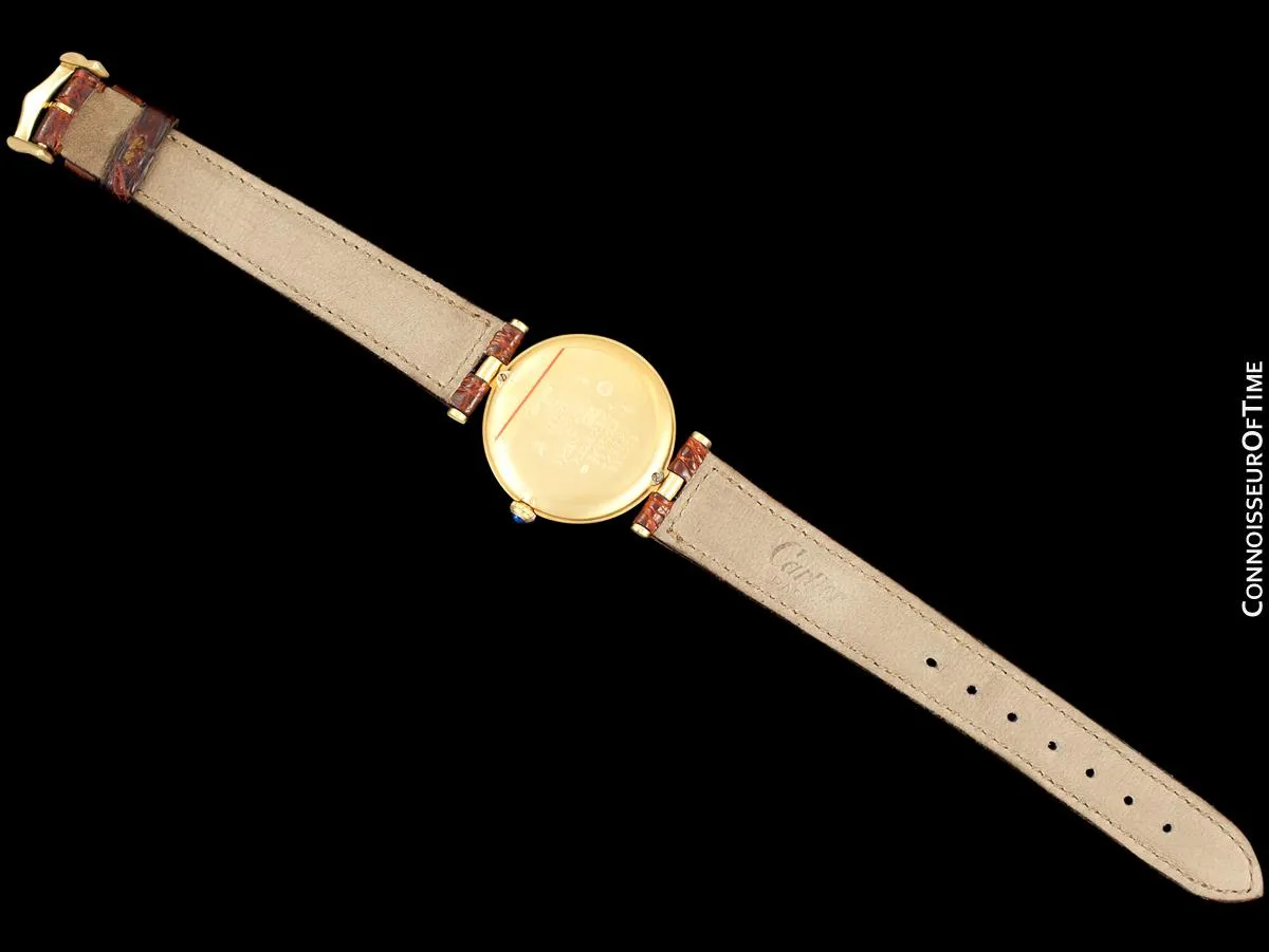Must De Cartier Vendome Mens Midsize Unisex Vermeil 18K Gold Over Sterling Silver Watch - Boxes & Papers
