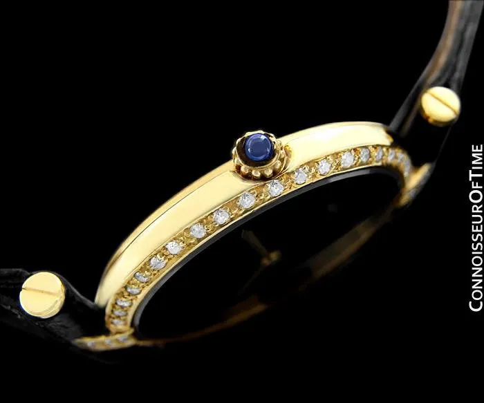 Must De Cartier Vendome Mens Midsize Unisex Vermeil Watch - 18K Gold Over Sterling Silver & Diamonds