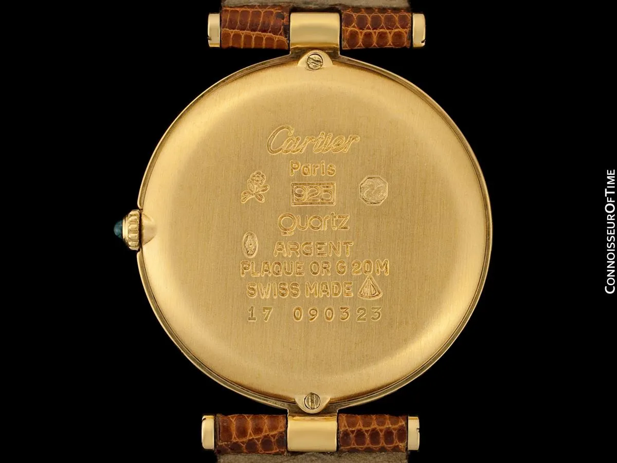 Must De Cartier Vendome Mens Midsize Unisex Vermeil Watch - 18K Gold Over Sterling Silver