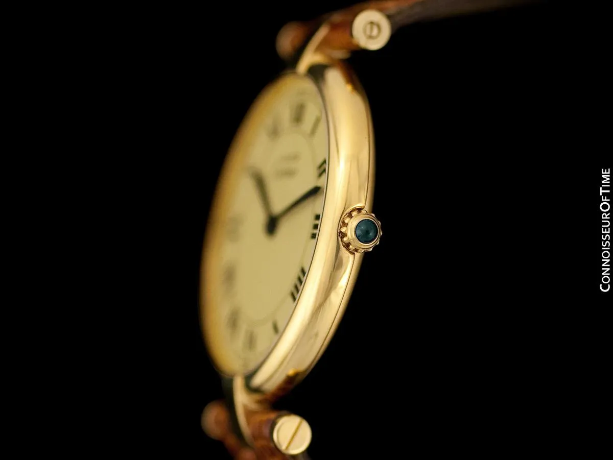 Must De Cartier Vendome Mens Midsize Unisex Vermeil Watch - 18K Gold Over Sterling Silver