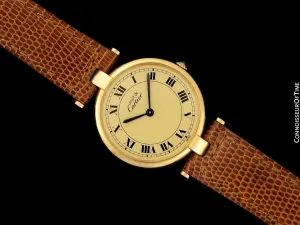 Must De Cartier Vendome Mens Midsize Unisex Vermeil Watch - 18K Gold Over Sterling Silver