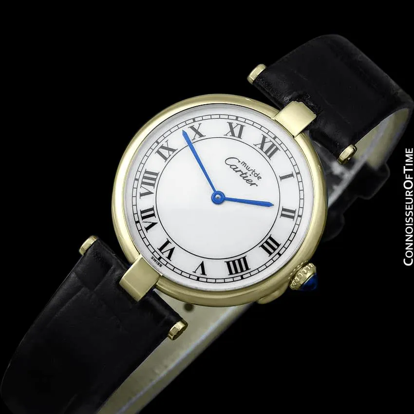 Must De Cartier Vendome Mens Midsize Unisex Vermeil Watch - 18K Gold Over Sterling Silver