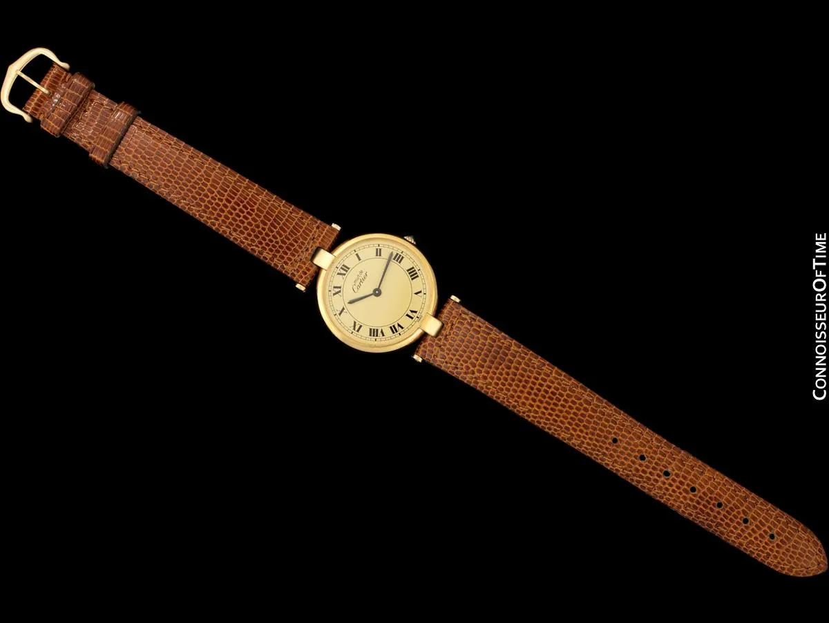 Must De Cartier Vendome Mens Midsize Unisex Vermeil Watch - 18K Gold Over Sterling Silver