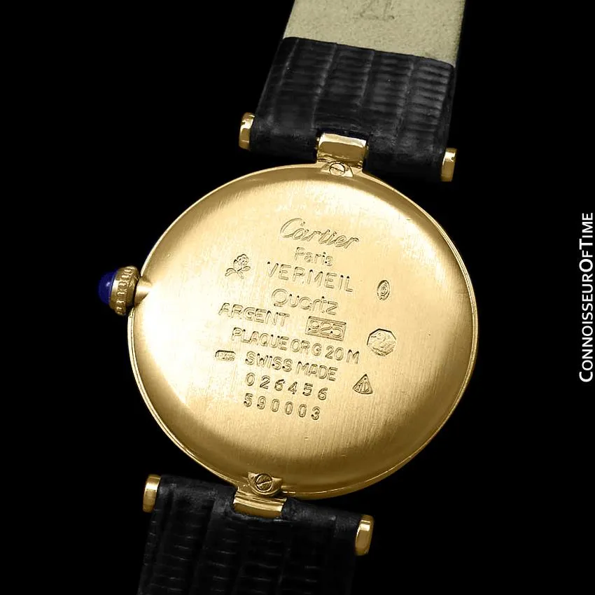 Must De Cartier Vendome Mens Midsize Unisex Vermeil Watch - 18K Gold Over Sterling Silver