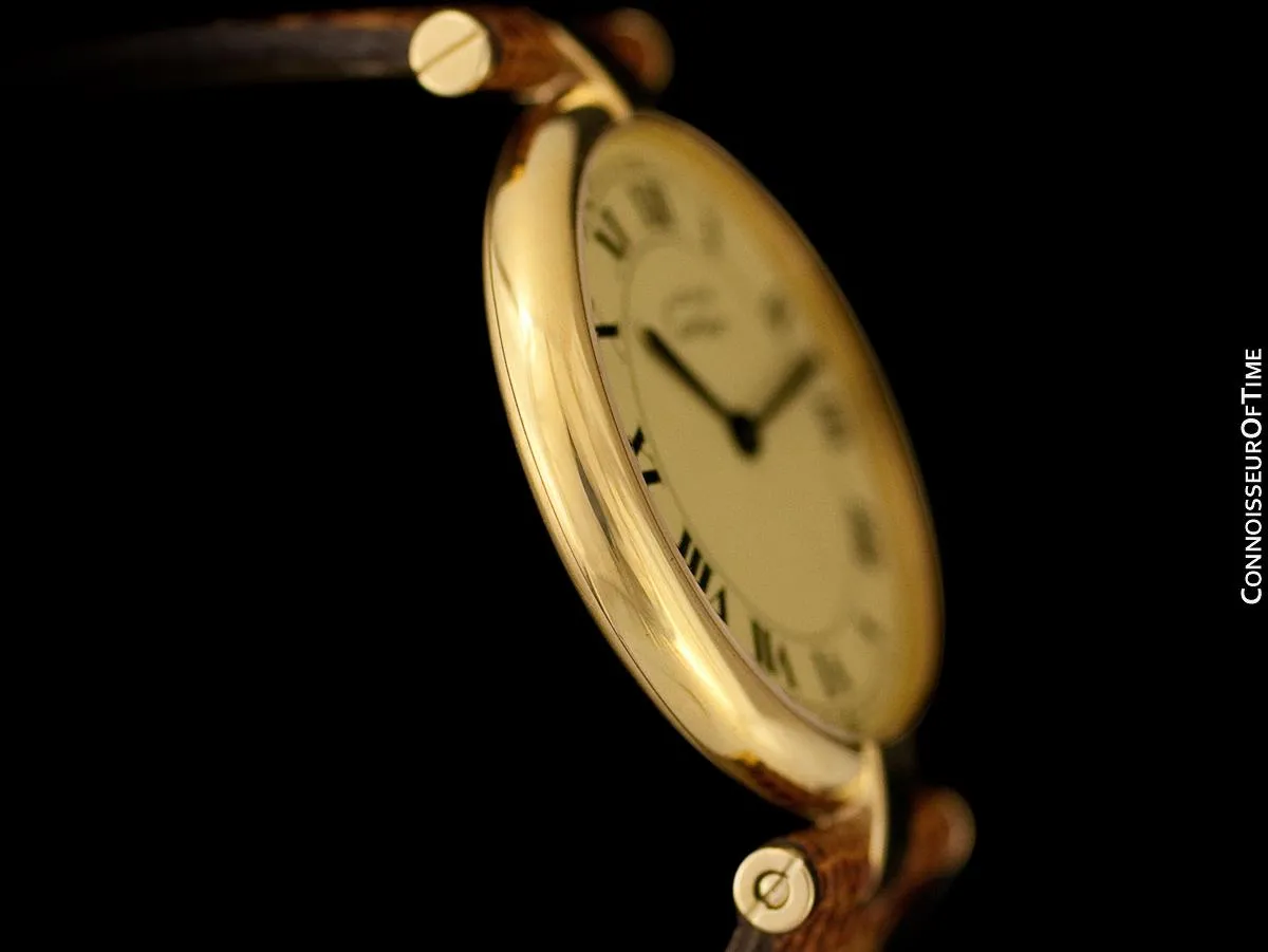 Must De Cartier Vendome Mens Midsize Unisex Vermeil Watch - 18K Gold Over Sterling Silver
