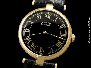 Must De Cartier Vendome Mens Midsize Unisex Vermeil Watch - 18K Gold Over Sterling Silver