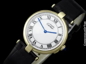 Must De Cartier Vendome Mens Midsize Unisex Vermeil Watch - 18K Gold Over Sterling Silver