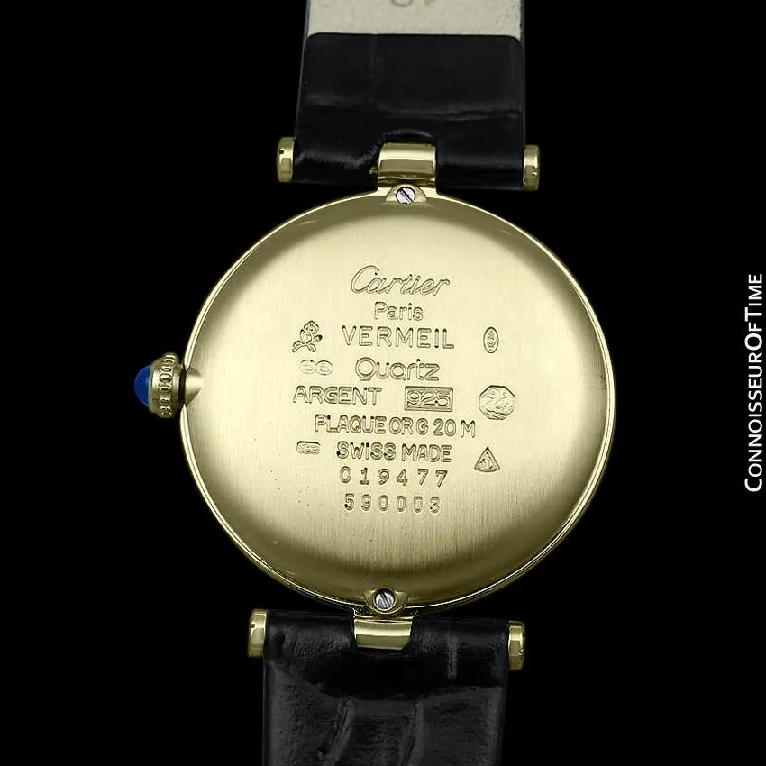 Must De Cartier Vendome Mens Midsize Unisex Vermeil Watch - 18K Gold Over Sterling Silver