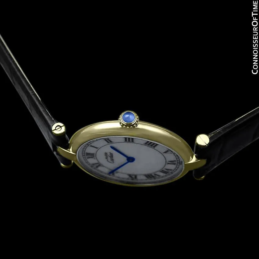 Must De Cartier Vendome Mens Midsize Unisex Vermeil Watch - 18K Gold Over Sterling Silver