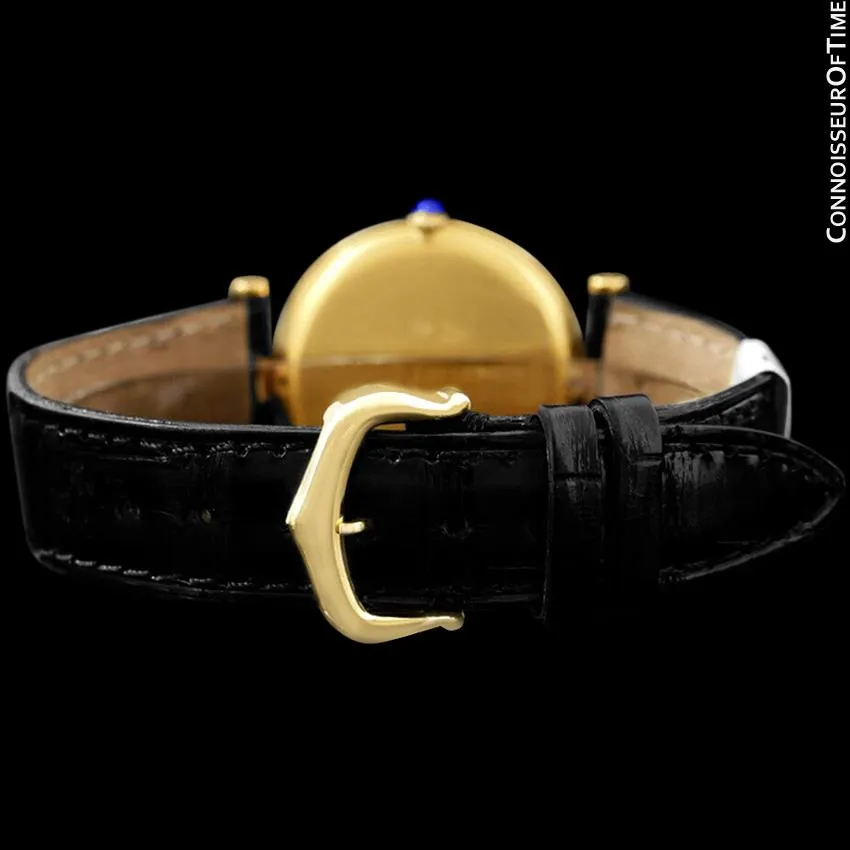 Must De Cartier Vendome Mens Vermeil Watch - 18K Gold Over Sterling Silver & Diamonds