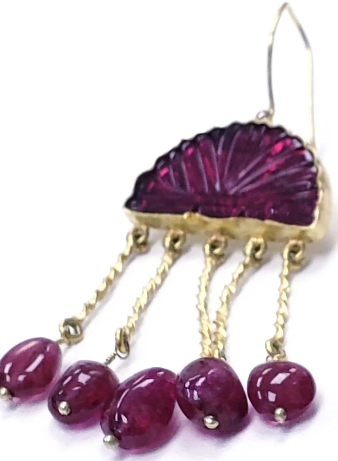 Natural Diamond Rubi Drop Earrings 18k Gold Red Color Certified 17 Gram