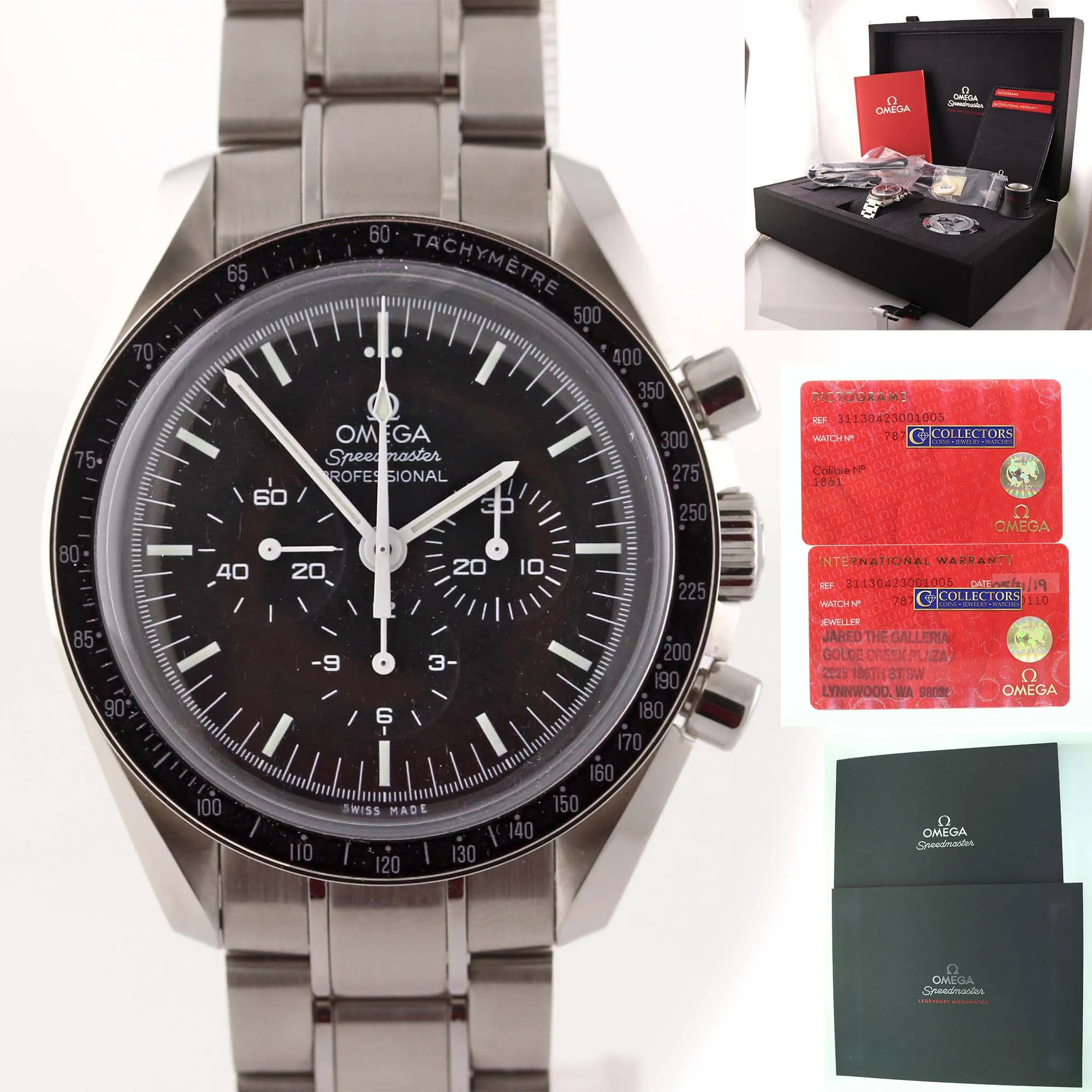 NEW 2019 Omega Speedmaster Professional 311.30.42.30.01.005 Steel Moon Watch