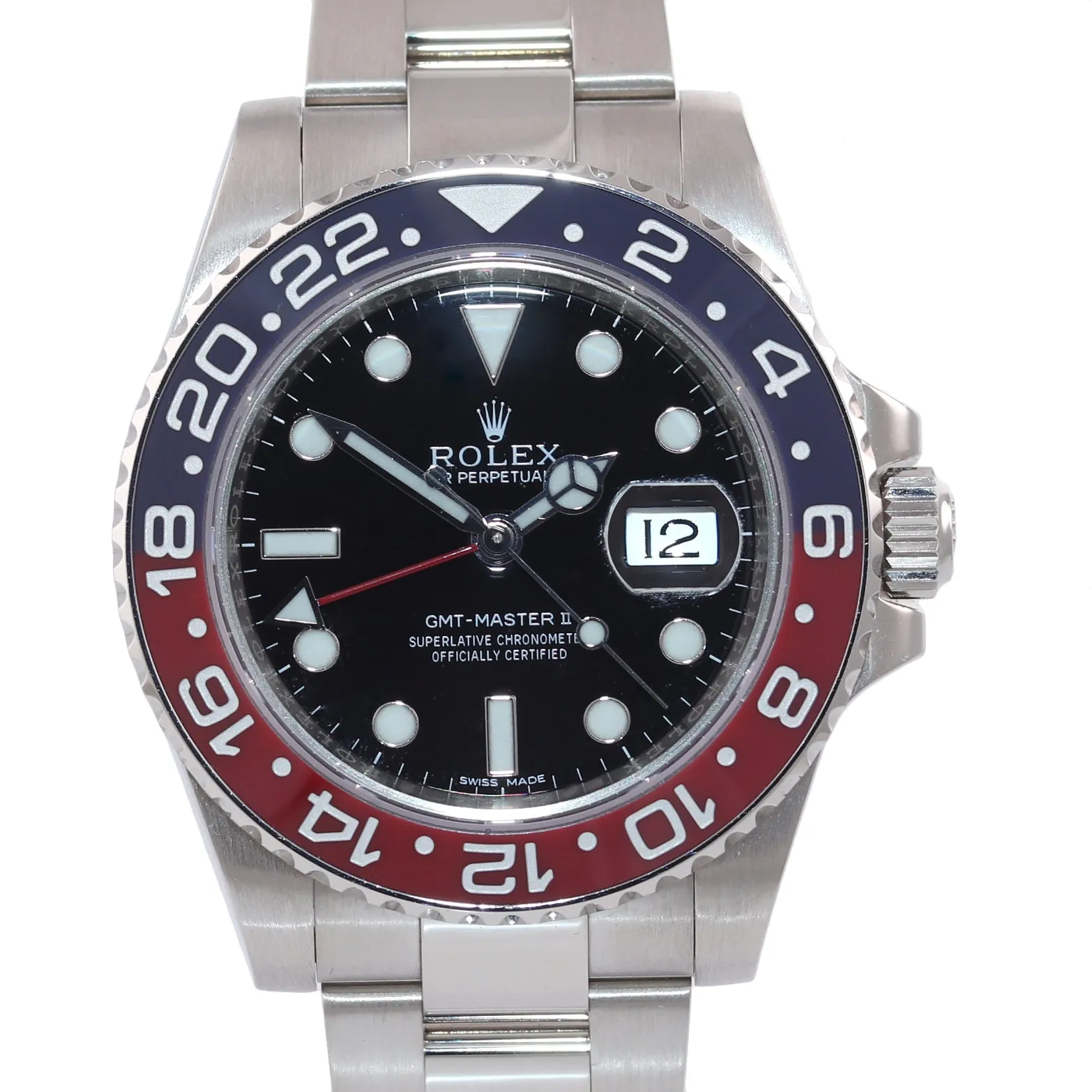 NEW 2019 PAPERS Rolex GMT-Master II Pepsi 18K White Gold 116719 BLRO Watch