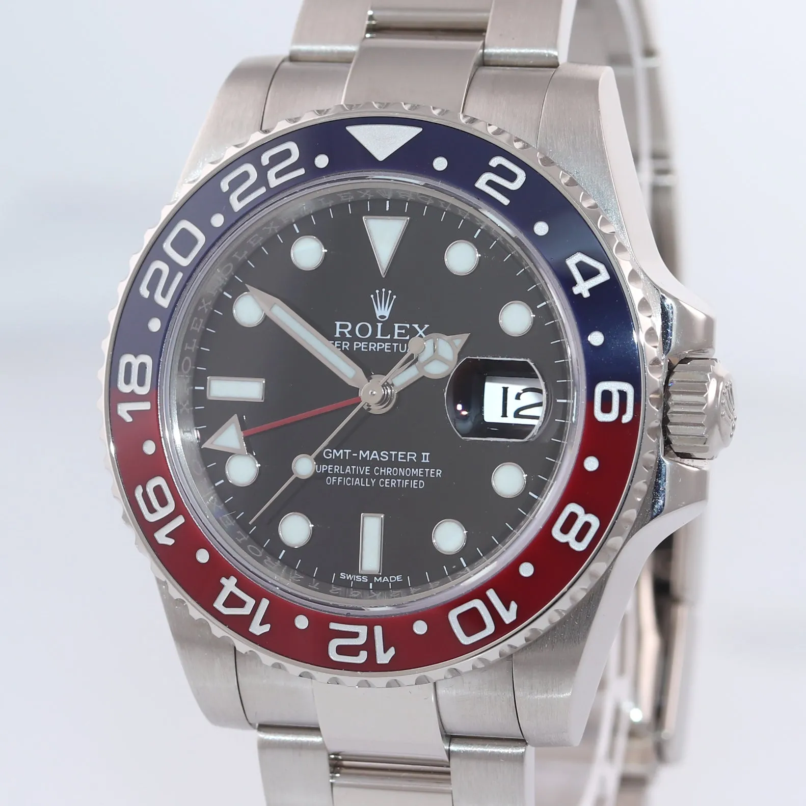 NEW 2019 PAPERS Rolex GMT-Master II Pepsi 18K White Gold 116719 BLRO Watch