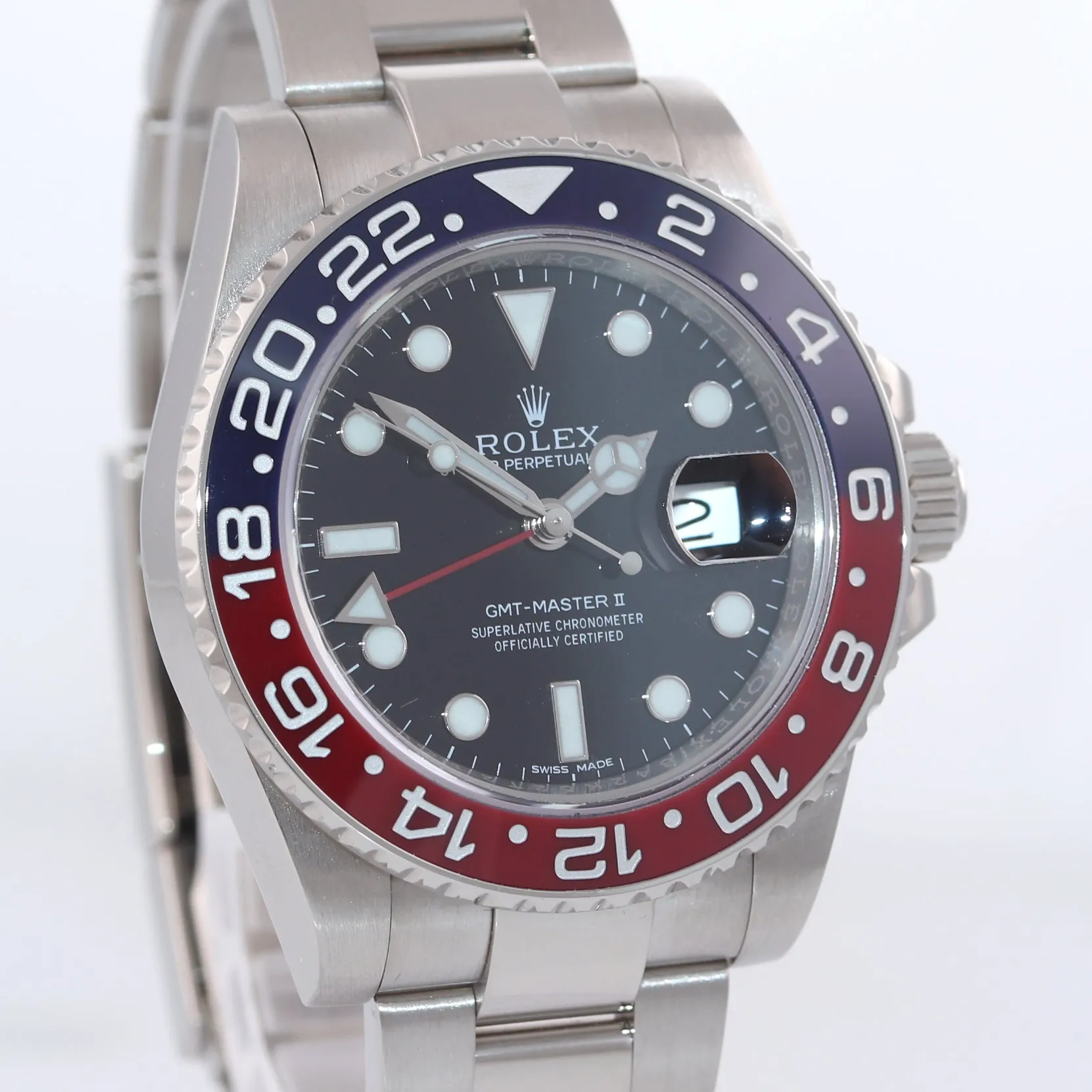 NEW 2019 PAPERS Rolex GMT-Master II Pepsi 18K White Gold 116719 BLRO Watch