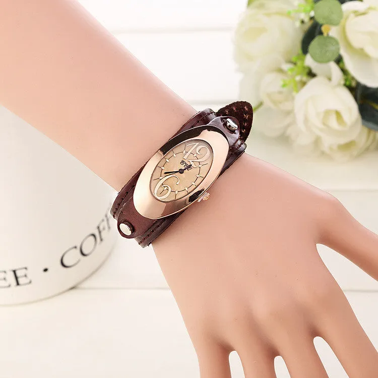 New Fashion women dress watches quartz watches casual Clock wristwatch genuine leather strap watches montre femme