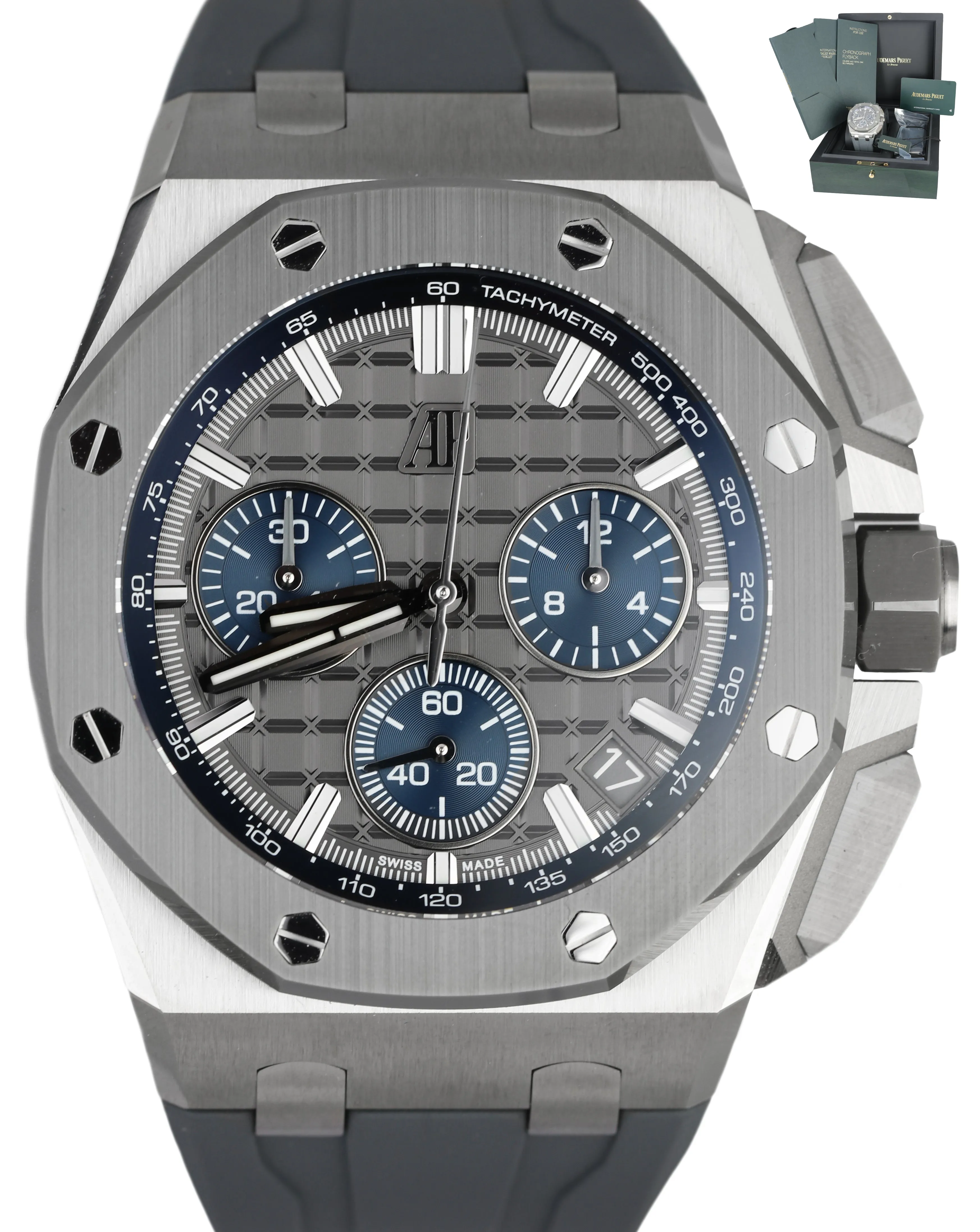 NEW NOV 2021 Audemars Piguet AP Royal Oak Offshore Blue 43mm Titanium 26420 IO