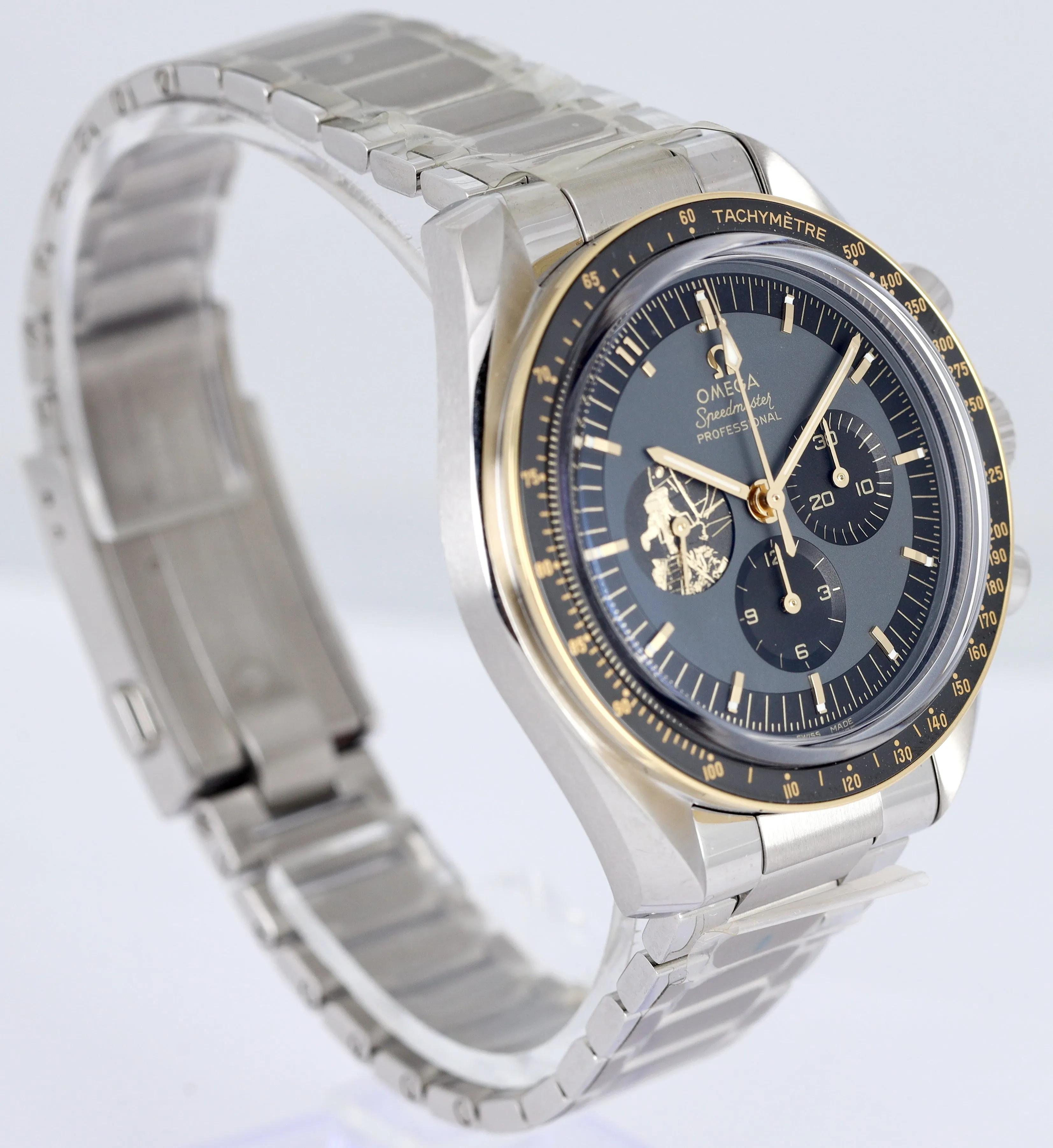 NEW STICKERED Omega Speedmaster Moonwatch Apollo 11 Blue 310.20.42.50.01.001