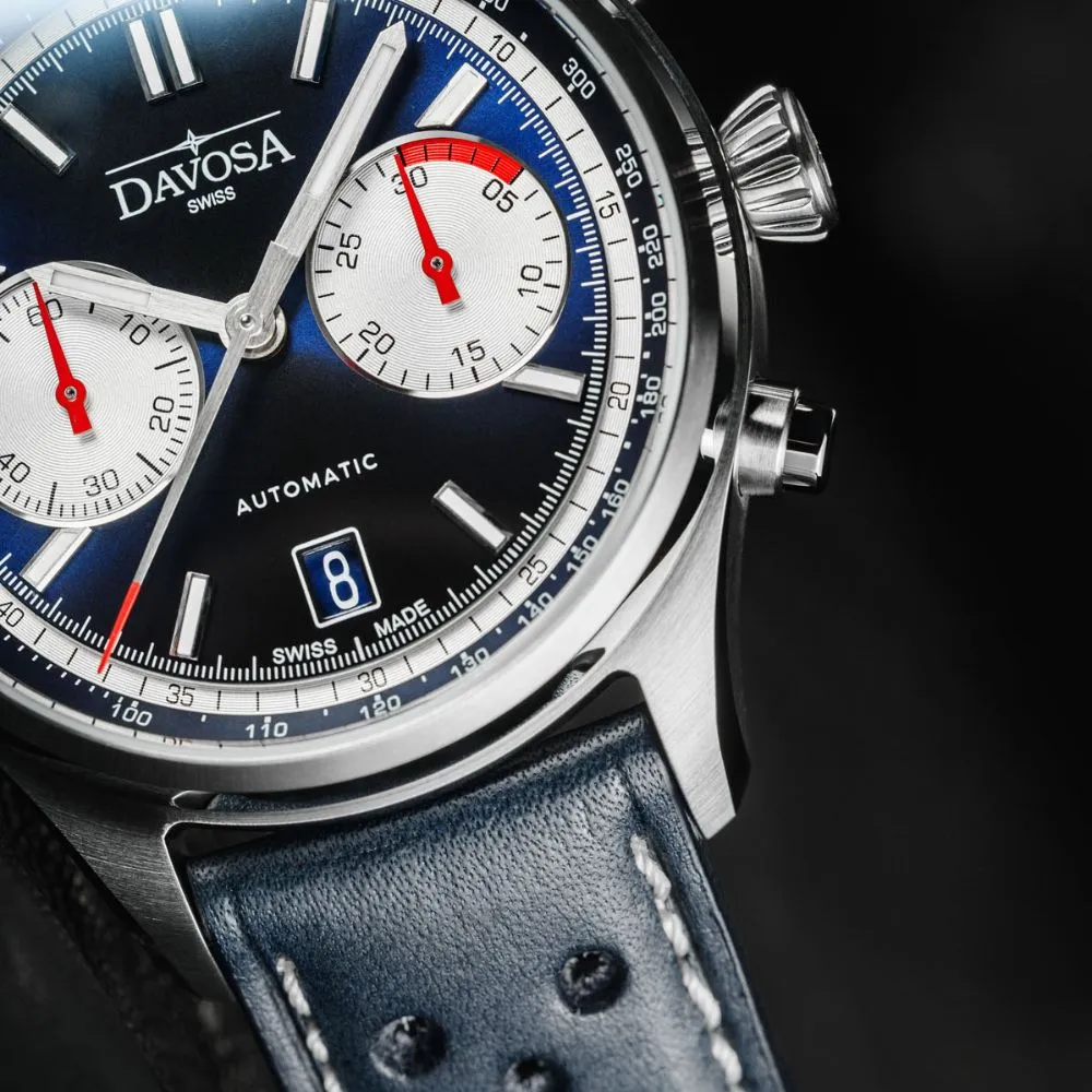 Newton Automatic Chronograph Blue Pilot Rally Watch 16153645 Limited Edition