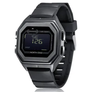 North Edge ALPHA Multifunction Sports Watch: World Time | Compass | Chronograph | 50m Water Resistance