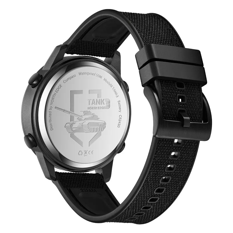 North Edge TANK 3 Men's Outdoor Sports Watch - Pedometer | Calories | Compass | 50 Metres Waterproof