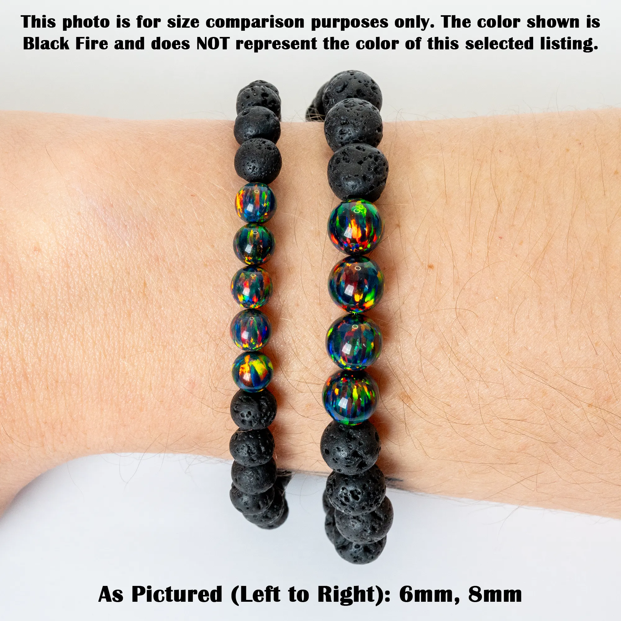 Ocean Blue Opalescence & Lava Stone Beaded Bracelet