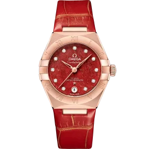 Omega Constellation 29 mm, Sedna™ gold on leather strap