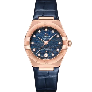 Omega Constellation 29 mm, Sedna™ gold on leather strap